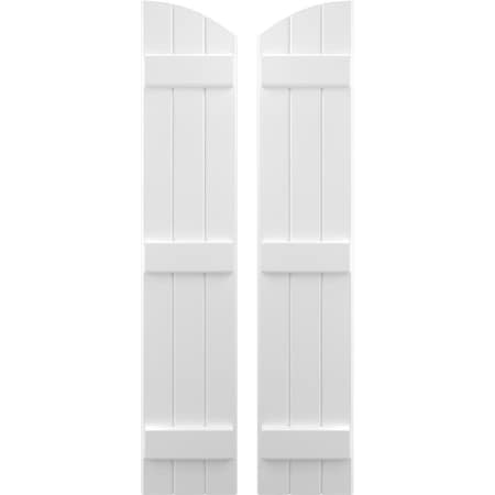 Ekena Millwork Americraft 3-Board (3 Batten) Wood Joined Board-n-Batten Shutters w/Ellipt Top, ARW401BE311X66WHH, PR ARW401BE311X66WHH